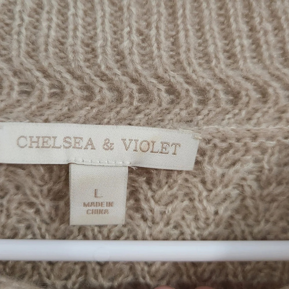 Chelsea & Violet wool mohair blend peek through eyelit knit sweater stretch LG - Picture 11 of 13